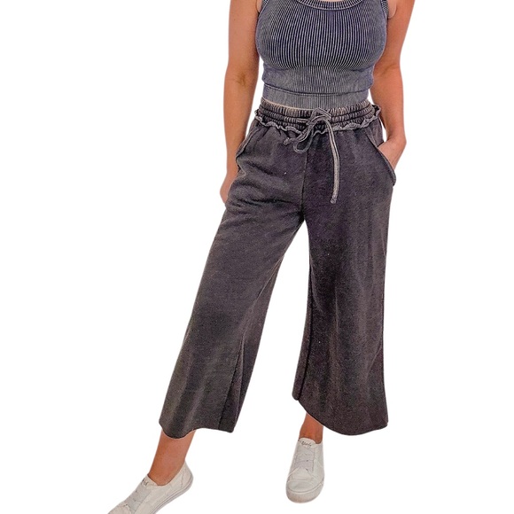 Zenana Acid Wash Fleece Sweatpants with Pockets main image 0